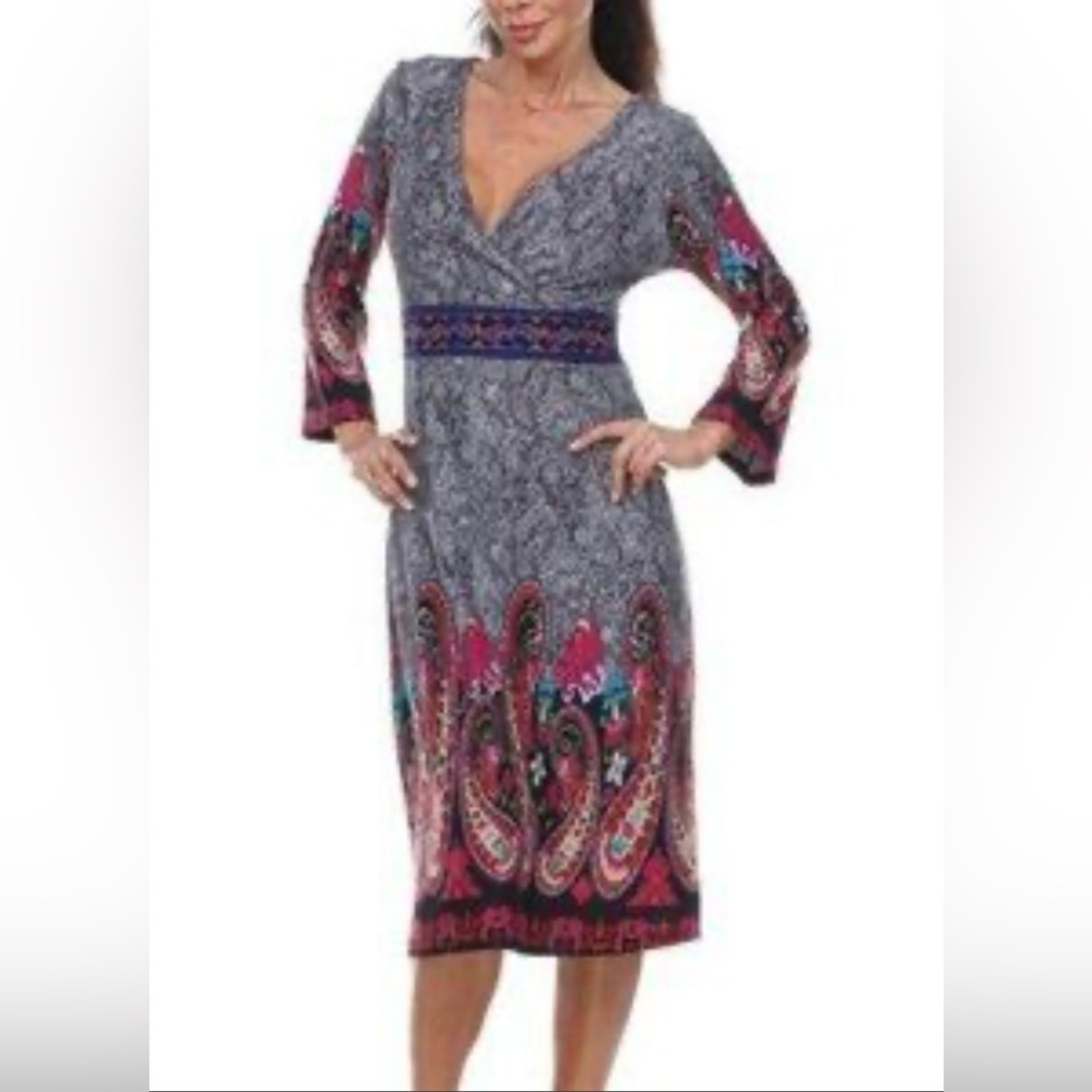 White Mark Boho V Neck Sweater Dress